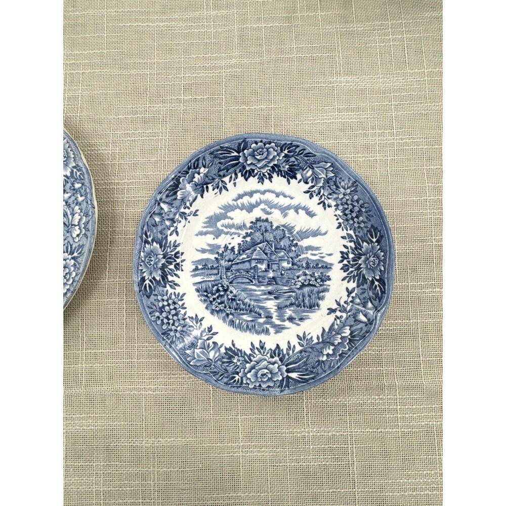 Salem China English Village Dinner Plate Blue Transferware Olde Staffordshire